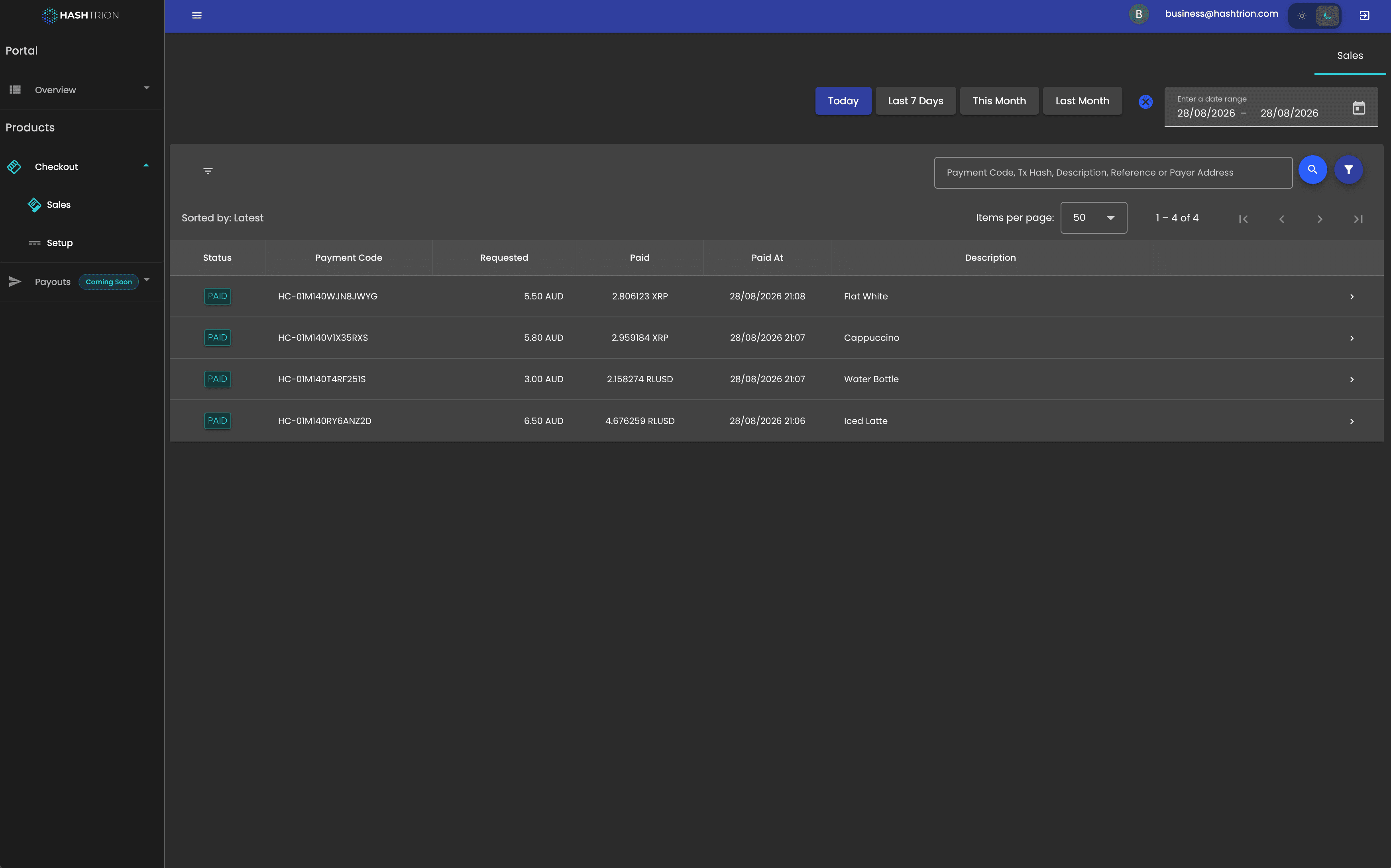 Hashtrion Checkout Portal