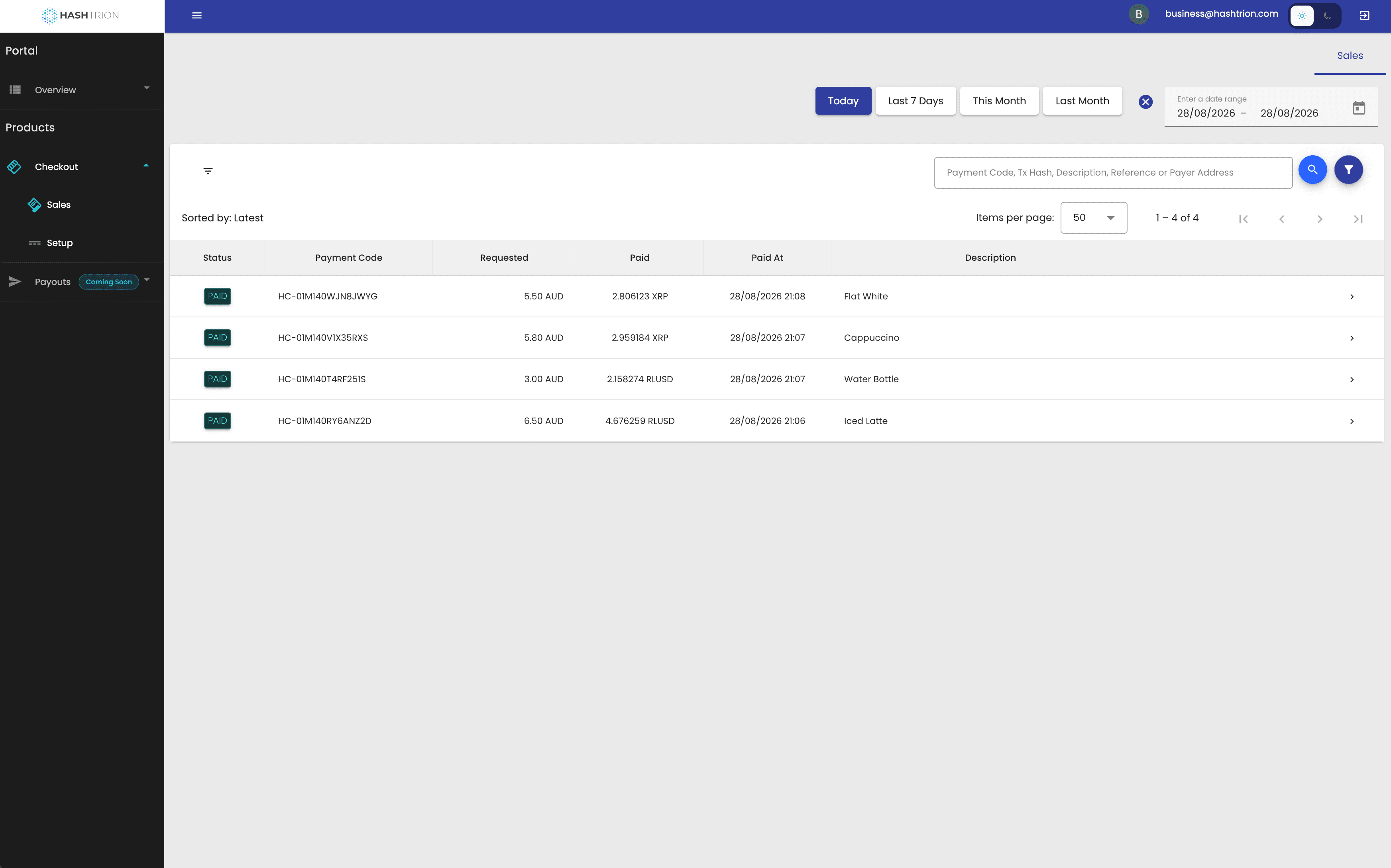 Hashtrion Checkout Portal